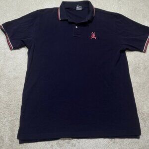 Preloved Psycho Bunny Polo Shirt Mens 8 Navy Blue & Pink + FREE GIFT!!